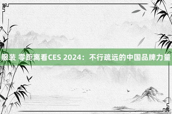 服装 零距离看CES 2024：不行疏远的中国品牌力量